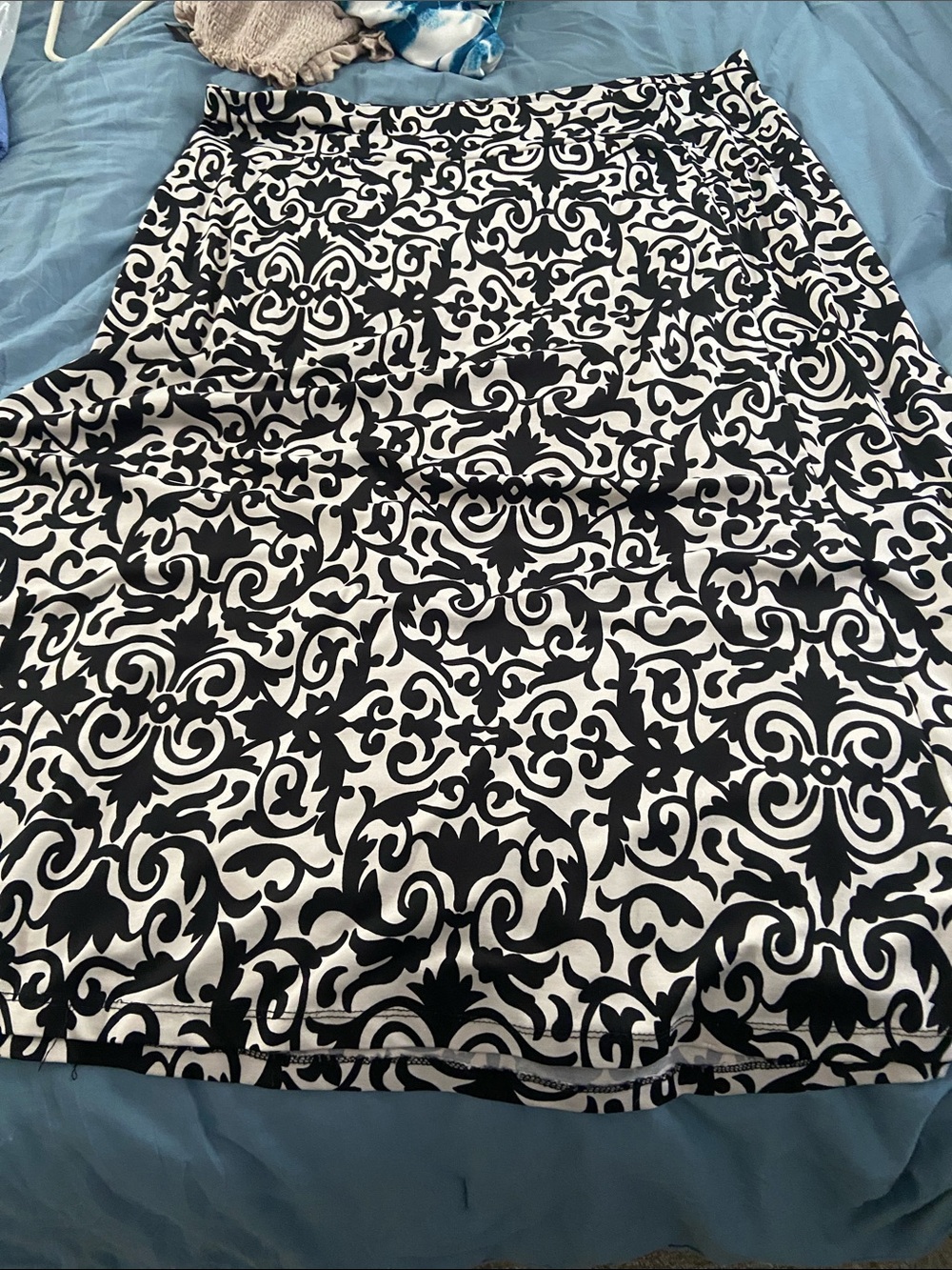 Covington Black and White Damask Maxi Skirt
